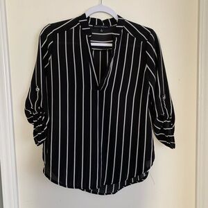 Haute Monde Black and White Striped Blouse